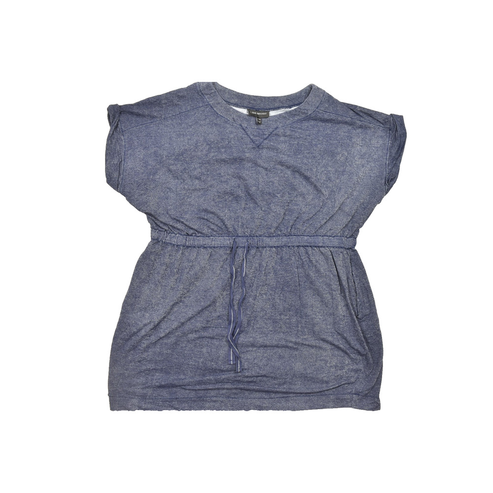 Lane Bryant Blue Heathered Midi Dress with Drawstring Waist